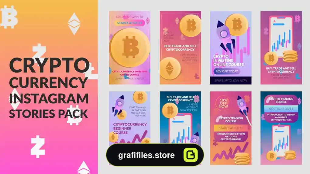 پروژه افترافکت استوری اینستاگرام ارز دیجیتال Cryptocurrency Stories Pack