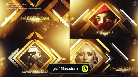 پروژه افترافکت اسلایدشو اعلام جوایز و کاندیدا Gold Awards Titles Slideshow