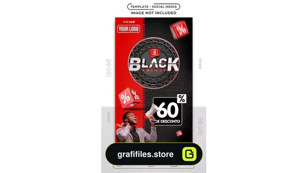 طرح لایه باز استوری اینستاگرام بلک فرایدی Social media template black friday offers stories