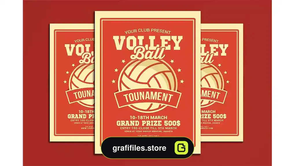 طرح لایه باز تراکت مسابقات والیبال Volleyball Tournament Flyer 4