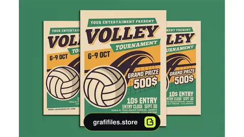 طرح لایه باز تراکت مسابقات والیبال Volleyball Tournament Flyer 3