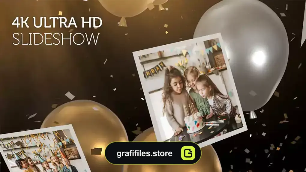 پروژه افترافکت اسلایدشو تولد Balloons And Confetti Slideshow
