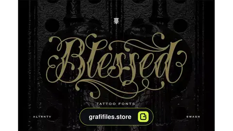 فونت انگلیسی تاتو Blessed | Traditional Tattoo Fonts