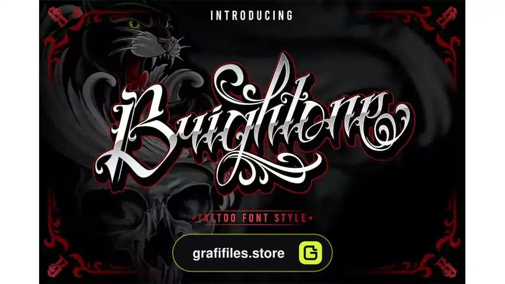 فونت انگلیسی تاتو Brigthone - Tattoo Lettering