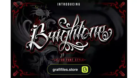 فونت انگلیسی تاتو Brigthone - Tattoo Lettering