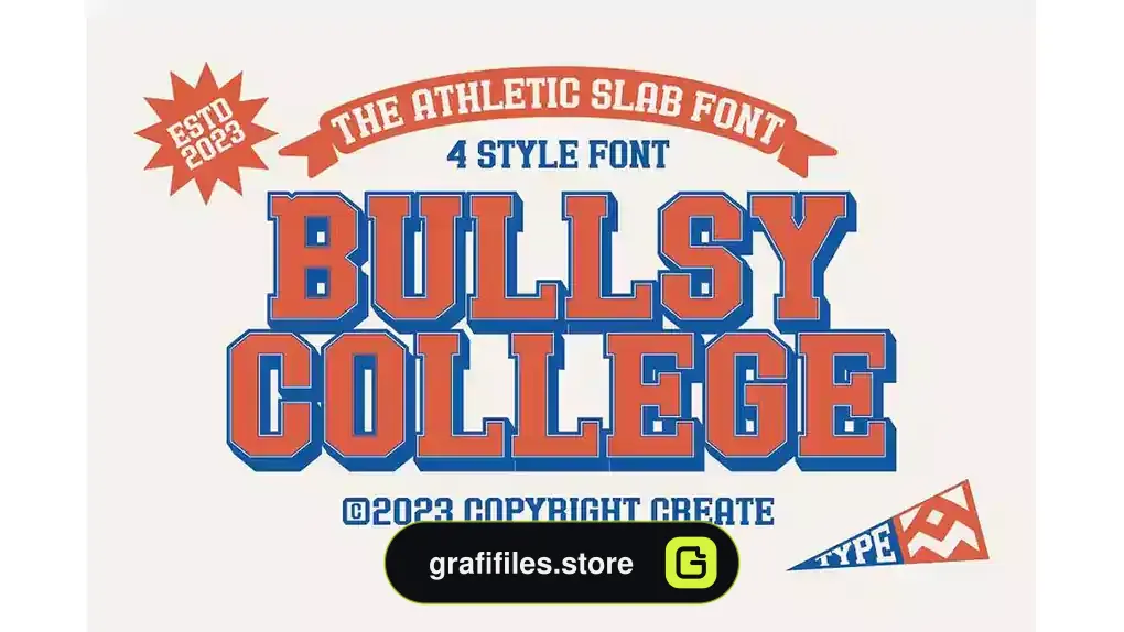 فونت انگلیسی کلاسیک Bullsy College - A Classic Sport Font