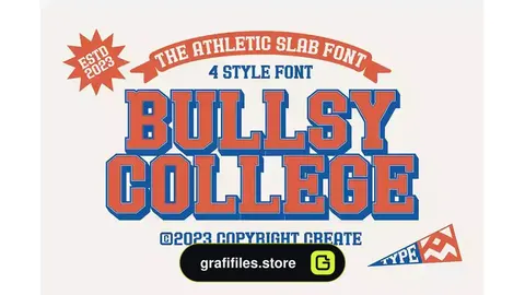 فونت انگلیسی کلاسیک Bullsy College - A Classic Sport Font