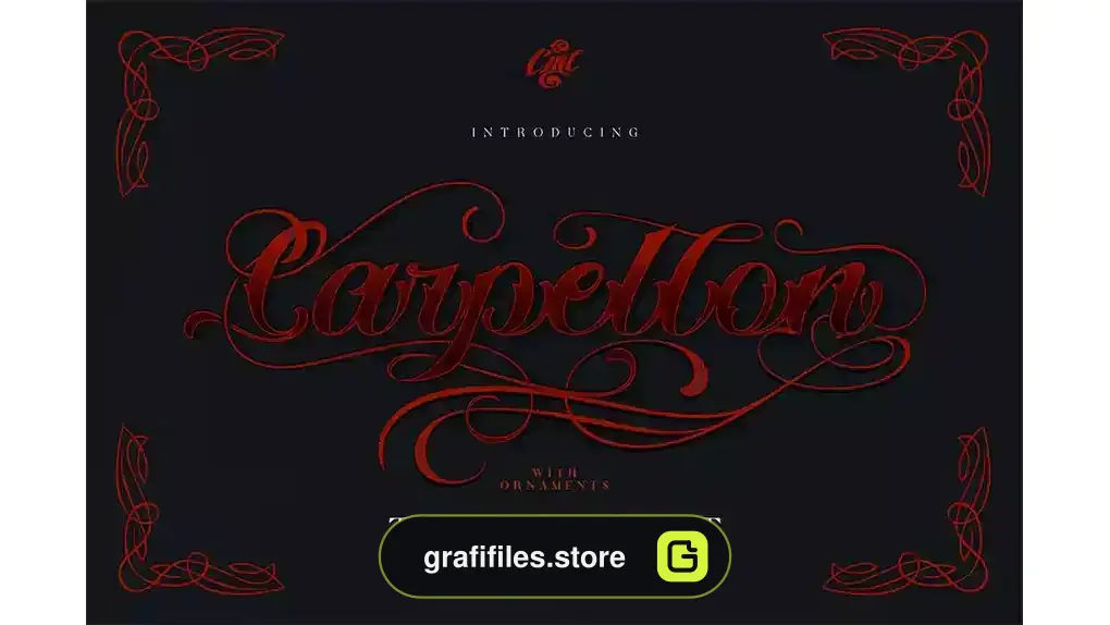 فونت انگلیسی تاتو Carpellon Tattoo Script with Ornament