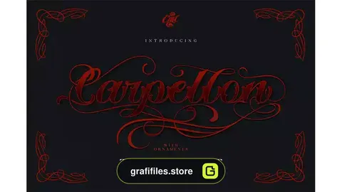 فونت انگلیسی تاتو Carpellon Tattoo Script with Ornament
