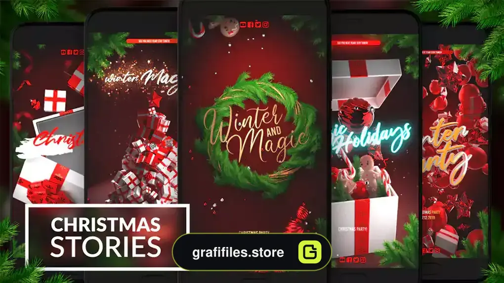 پروژه افترافکت استوری اینستاگرام کریسمس Christmas Instagram Stories