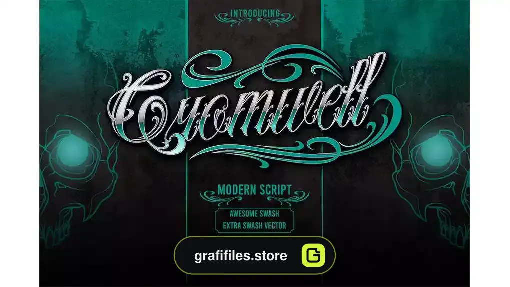 فونت انگلیسی تاتو Cromwell - Tattoo Lettering