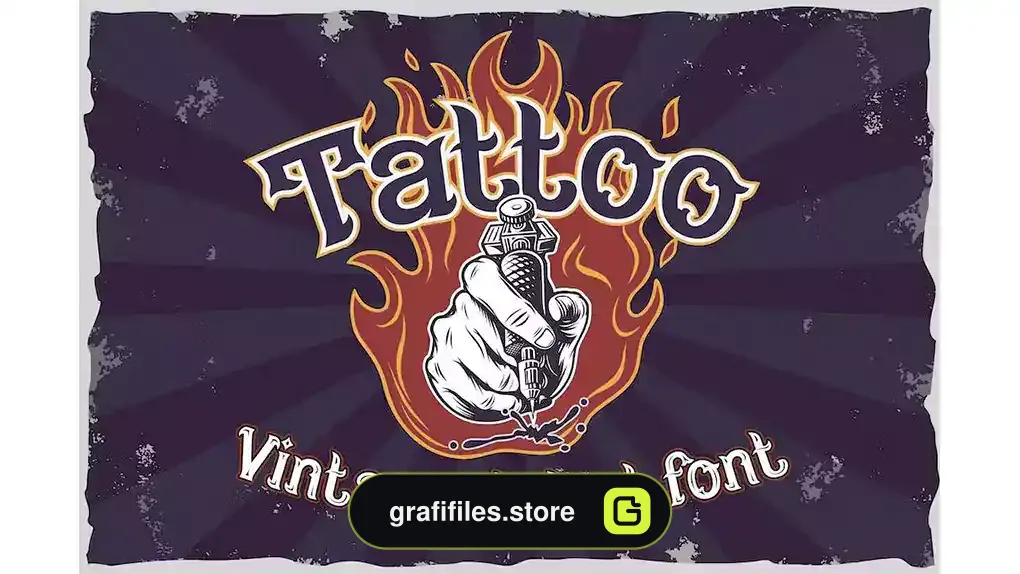 فونت انگلیسی تاتو Fire Needle - Tattoo Salon Label Font