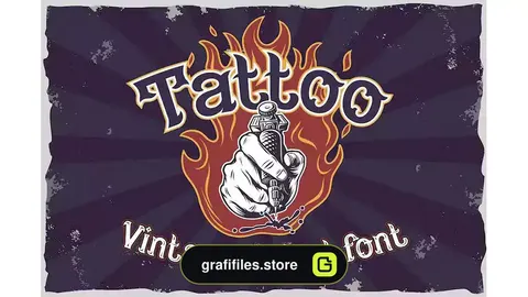 فونت انگلیسی تاتو Fire Needle - Tattoo Salon Label Font