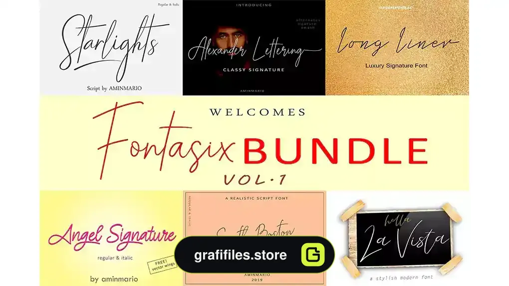 فونت انگلیسی دست نویس FONTASIX BUNDLE // VOL.1