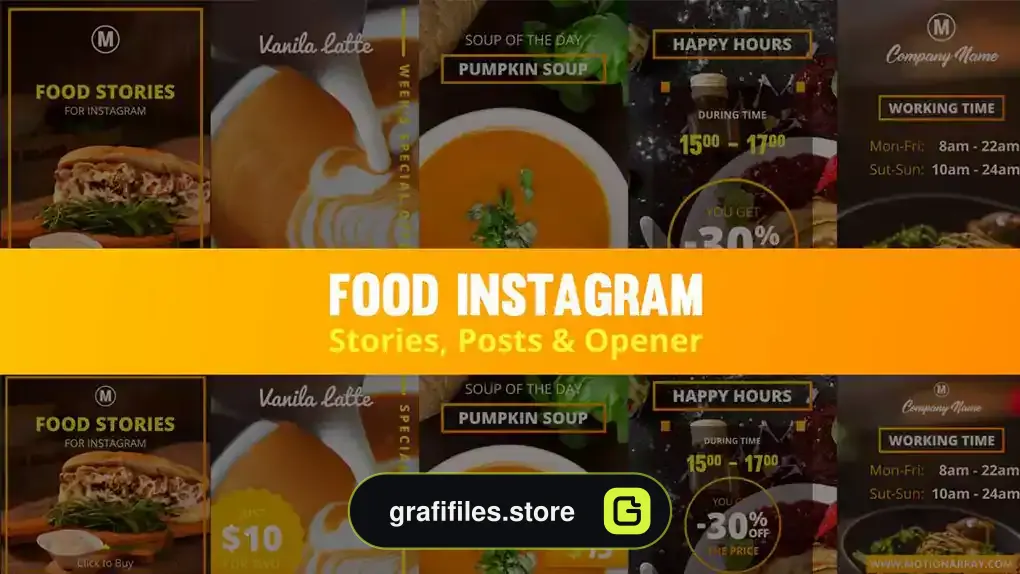 پروژه افترافکت پست و استوری اینستاگرام غذا Food Instagram