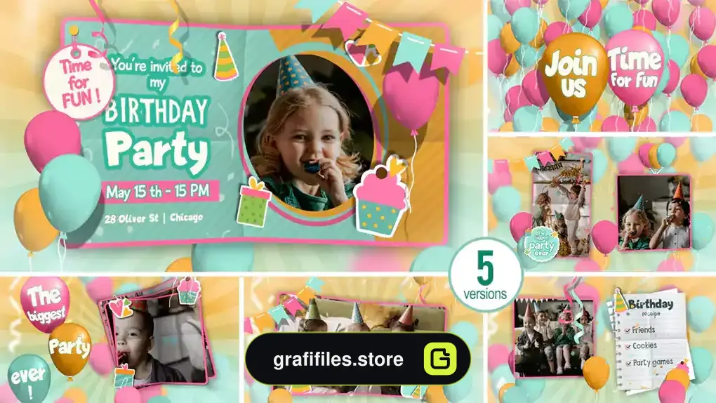 پروژه افترافکت اسلایدشو تولد Happy Birthday, Invitation And Slideshow