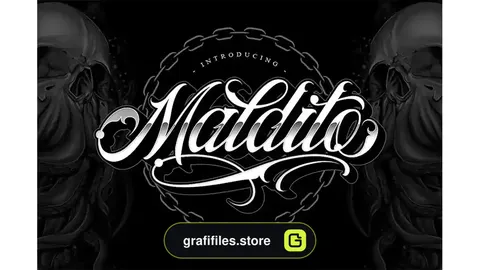 فونت انگلیسی تاتو Maldito Font | Tattoo Style