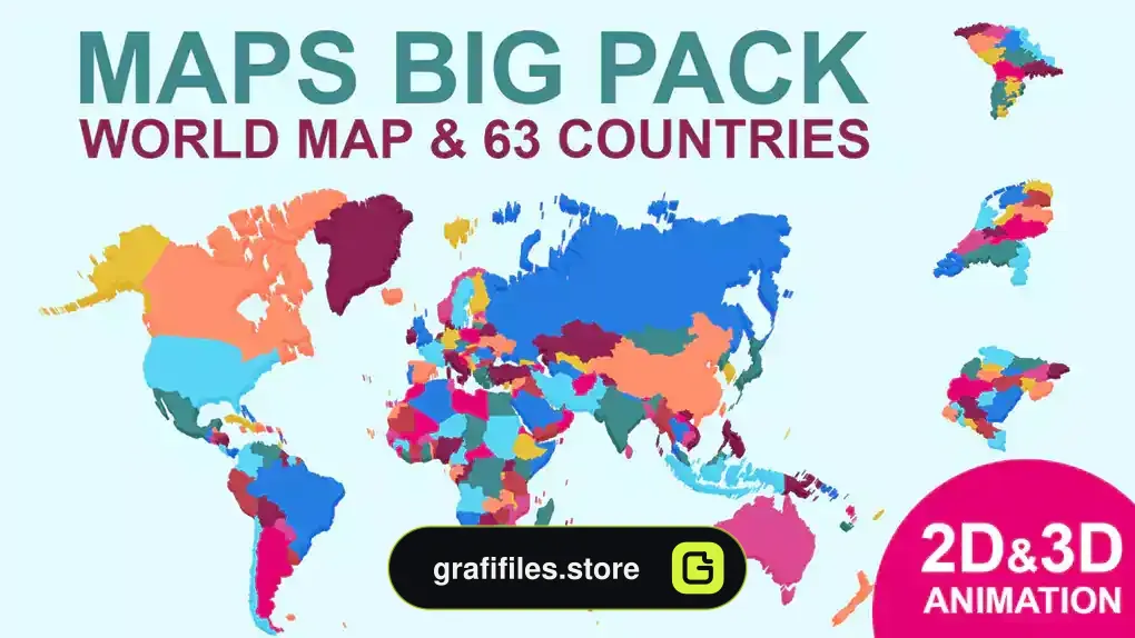 پروژه افترافکت نقشه جهان Maps Big Pack