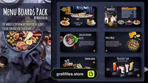 پروژه افترافکت معرفی منو رستوران Menu Boards Pack
