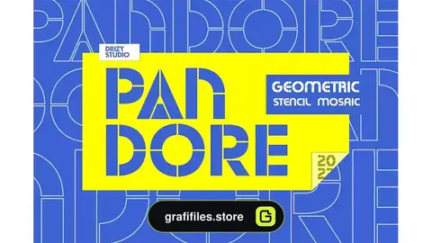 فونت انگلیسی هندسی Pandore - Geometric Stencil Font