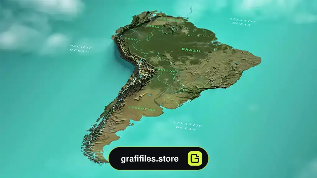 پروژه افترافکت نقشه آمریکای جنوبی South America Map