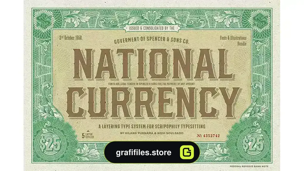 فونت انگلیسی کلاسیک National Currency Font Bundle