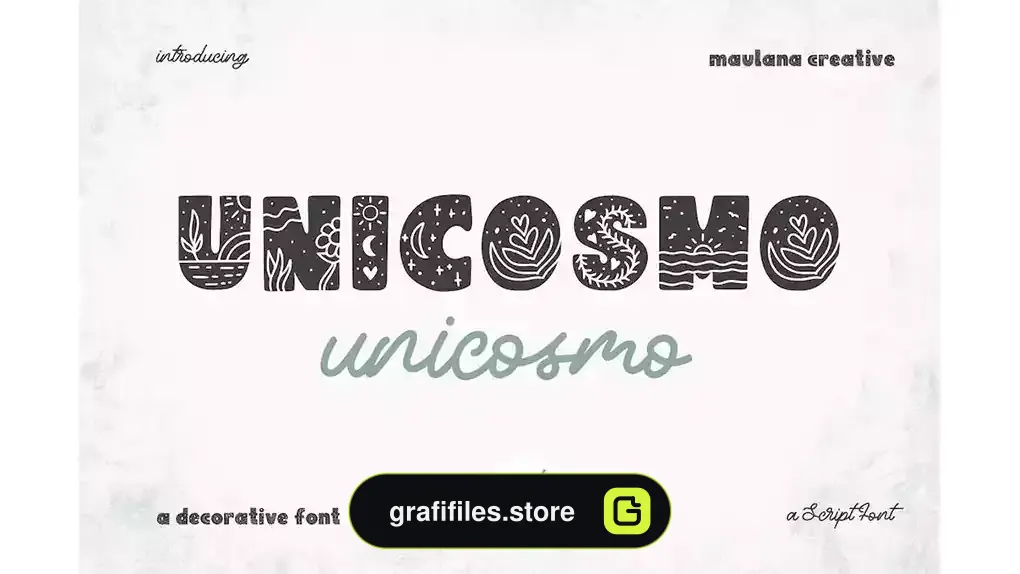 فونت انگلیسی طرح دار Unicosmo Decorative Sans Font Duo