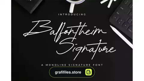 فونت انگلیسی به سبک امضا Balfontheim Signature - Monoline Signature Font