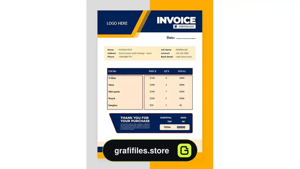 طرح لایه باز فاکتور تجاری 2