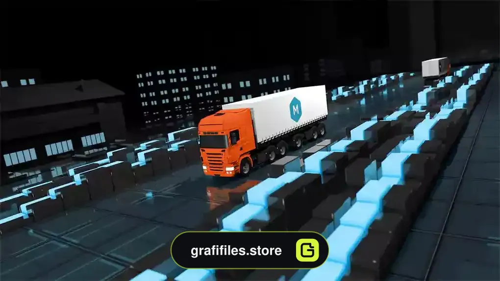 پروژه افترافکت نمایش لوگو با کامیون Cargo Truck Company Logo