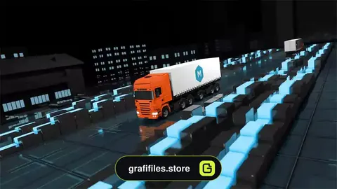 پروژه افترافکت نمایش لوگو با کامیون Cargo Truck Company Logo