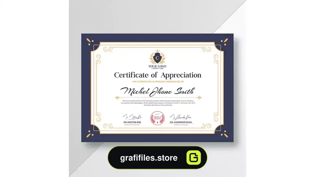 طرح لایه باز لوح تقدیر Certificate of appreciation