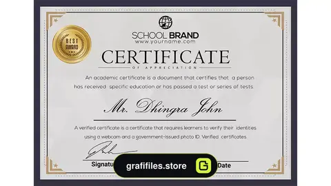 طرح لایه باز لوح تقدیر Certificate template