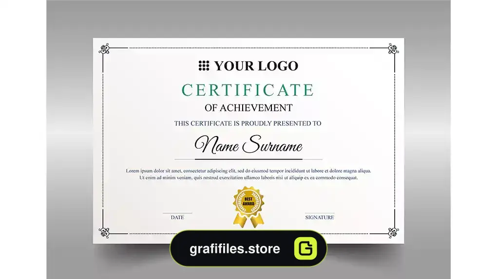 طرح لایه باز لوح تقدیر Certificate template psd 2