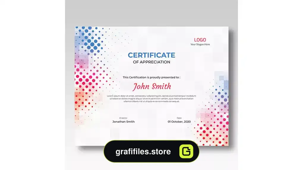 طرح لایه باز لوح تقدیر Colored mosaic & halftone certificate template