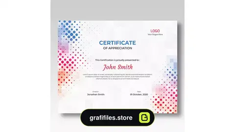 طرح لایه باز لوح تقدیر Colored mosaic & halftone certificate template