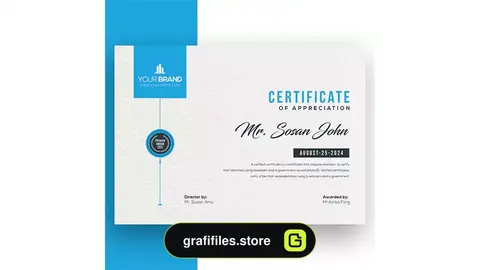 طرح لایه باز لوح تقدیر Elegant certificate template