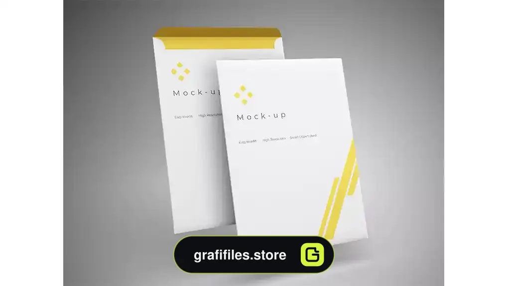 موکاپ پاکت نامه Envelope mockup 3d render front and back view