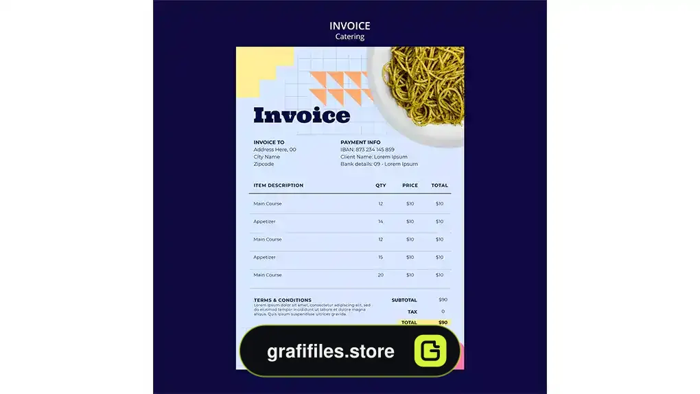 طرح لایه باز فاکتور خدمات کترینگ 2