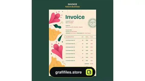 طرح لایه باز فاکتور Fresh and beautiful flowers invoice