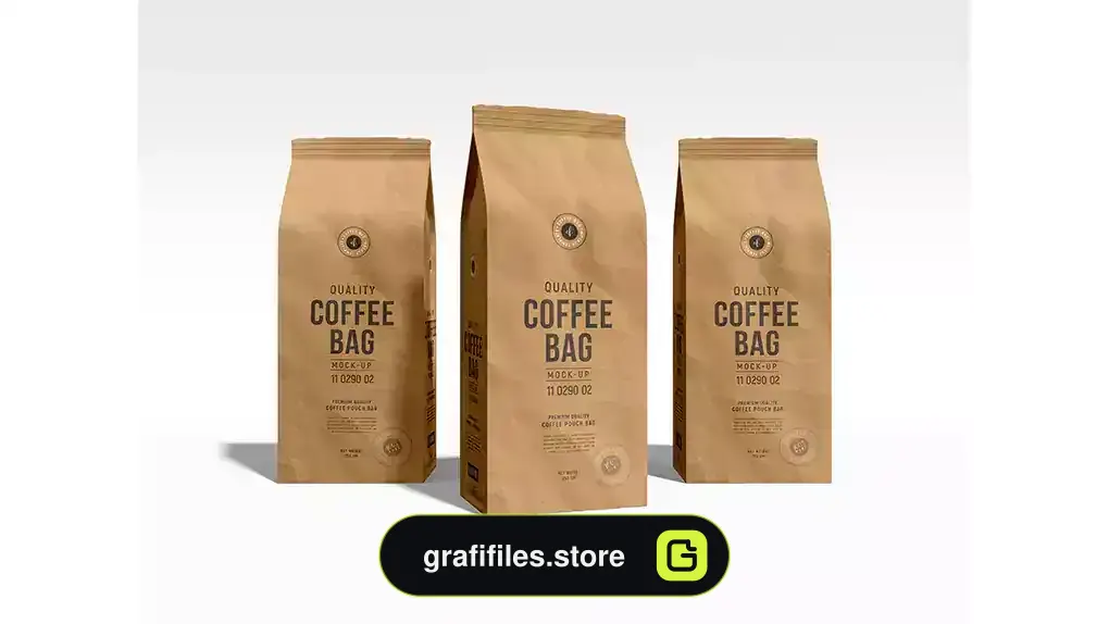 موکاپ پاکت قهوه Kraft paper coffee bag branding mockup
