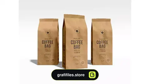 موکاپ پاکت قهوه Kraft paper coffee bag branding mockup