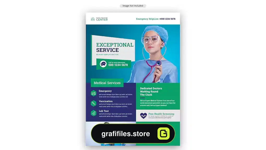 طرح لایه باز تراکت پزشکی Medical flyer template