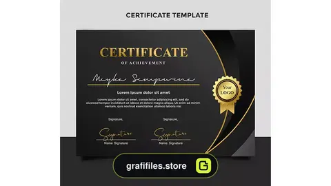 طرح لایه باز لوح تقدیر Modern simple elegant certificate template black gold