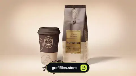 موکاپ پاکت قهوه Packaging coffee bag mockup