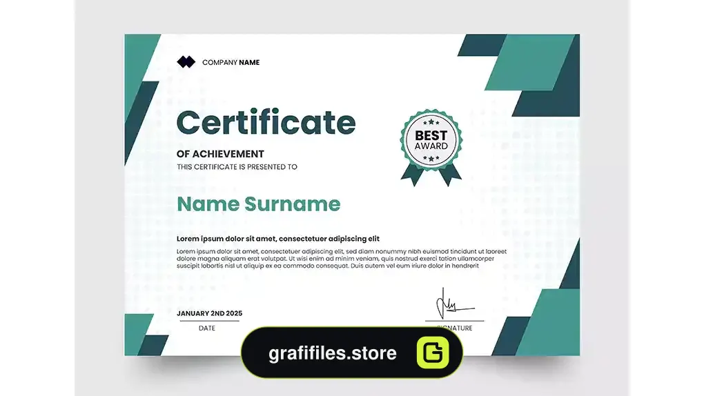 طرح لایه باز لوح تقدیر Simple and modern certificate design template