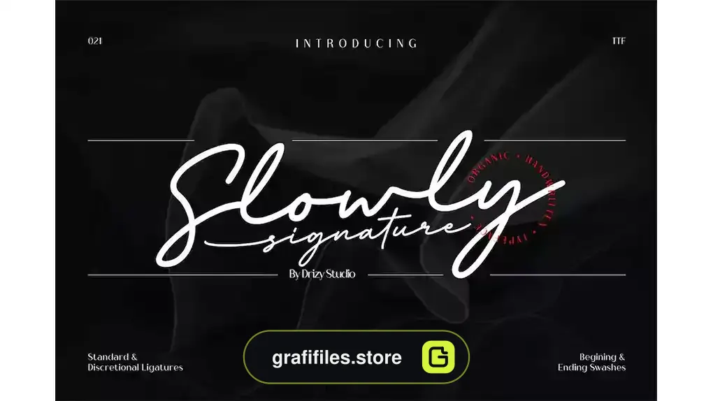 فونت انگلیسی به سبک امضا Slowly Signature