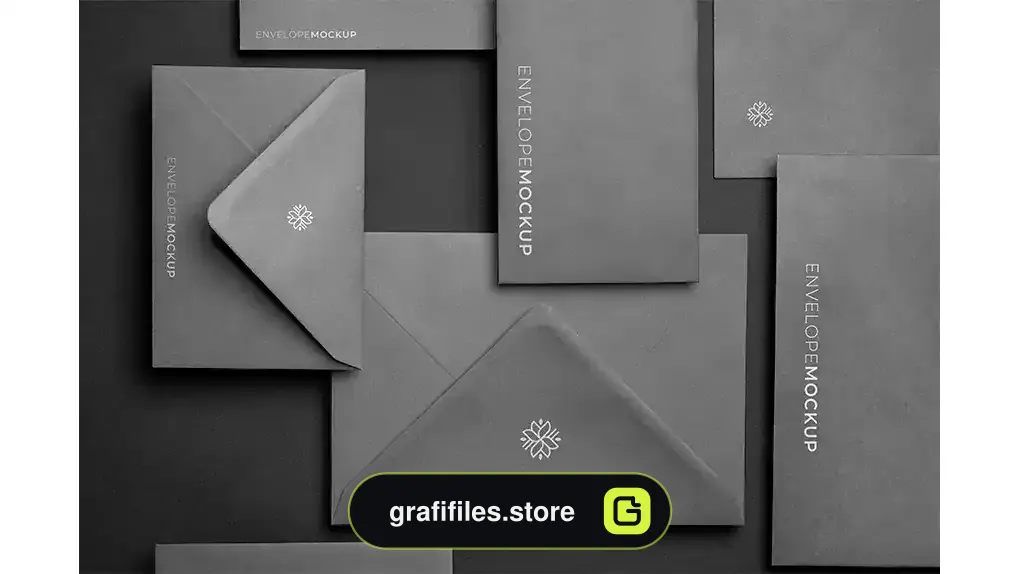 موکاپ پاکت نامه Top view of dark envelope mock-up