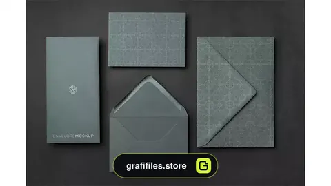 موکاپ پاکت نامه Top view of dark envelope mock-up 2