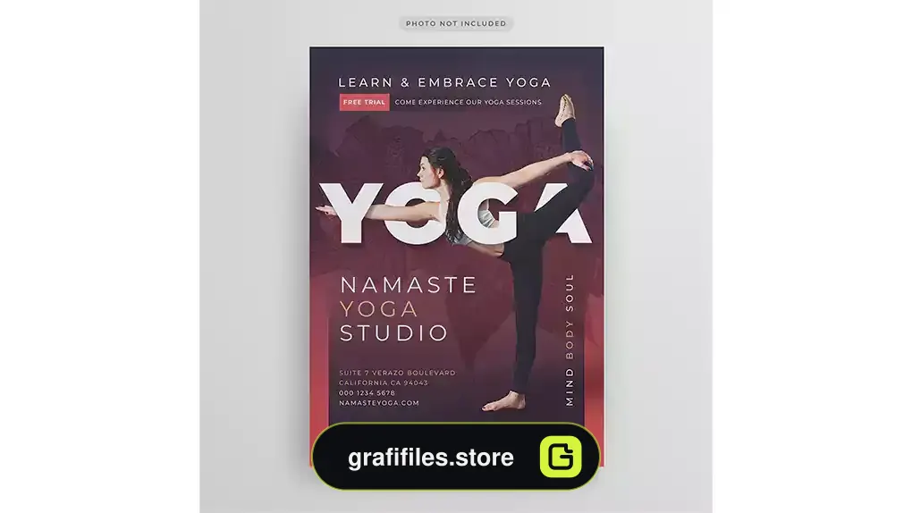 طرح لایه باز تراکت یوگا Yoga flyer template